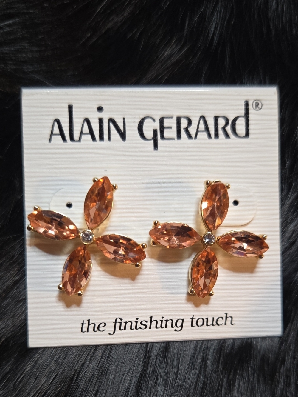 Alain Gerard Peach Floral Stud Earrings NWT